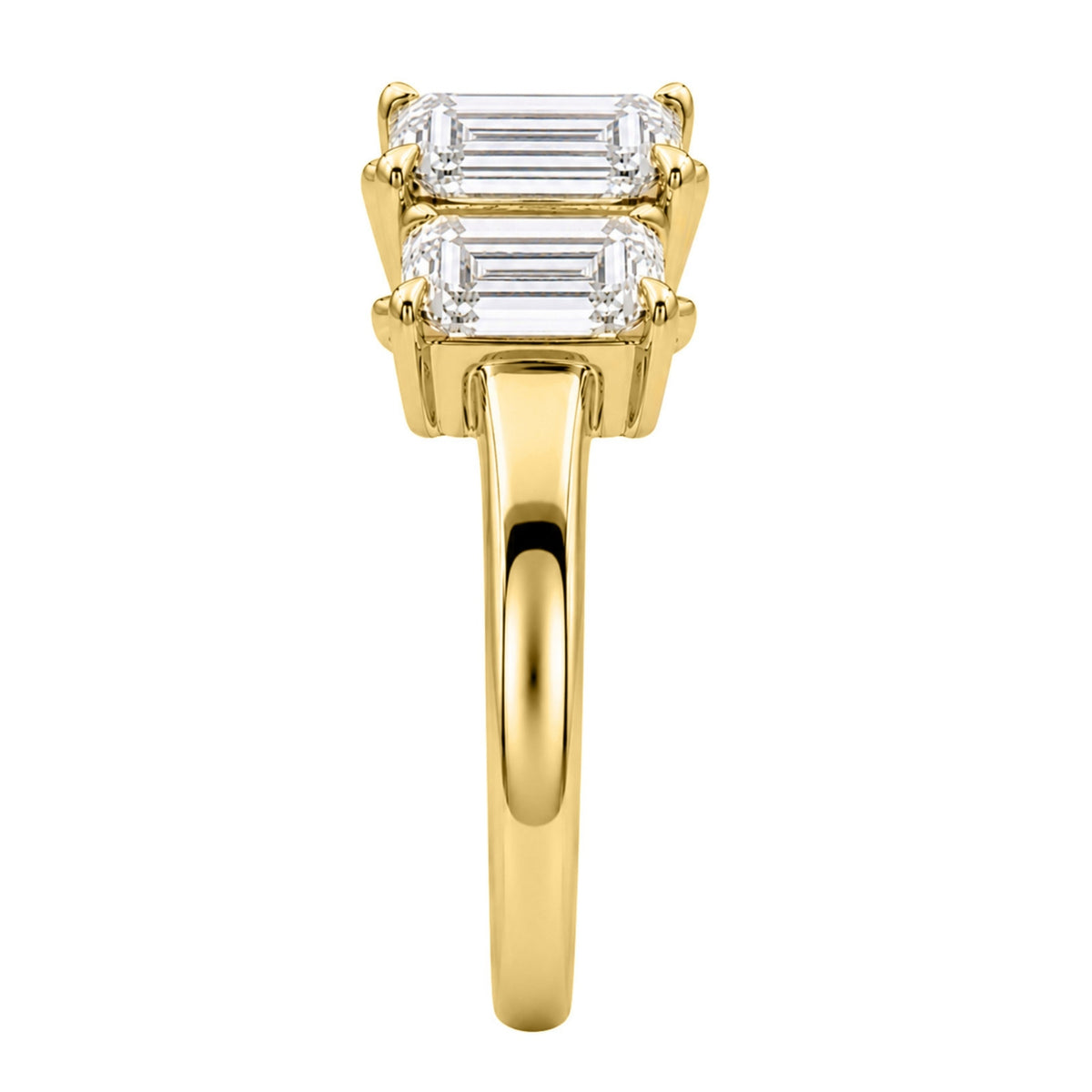 Lab-Grown Diamond Emerald-Cut Three-Stone Engagement Ring in 14K White Gold or 14K Yellow Gold