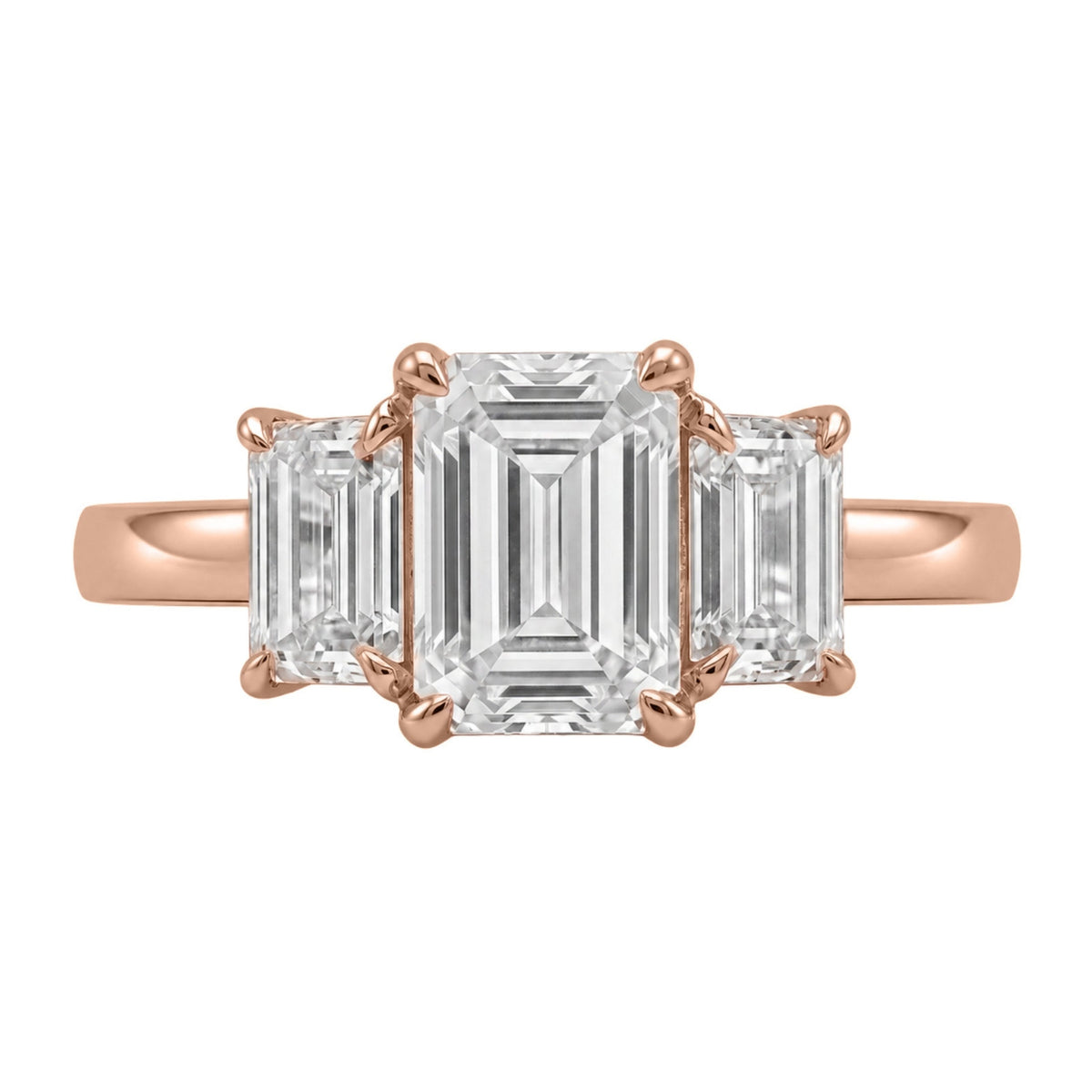 Lab-Grown Diamond Emerald-Cut Three-Stone Engagement Ring in 14K White Gold or 14K Yellow Gold