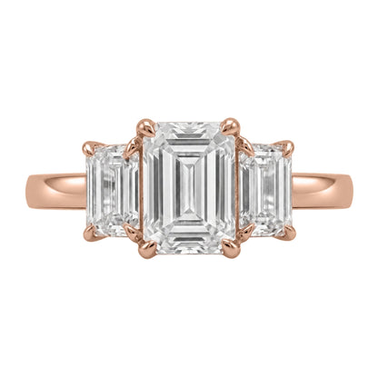 Lab-Grown Diamond Emerald-Cut Three-Stone Engagement Ring in 14K White Gold or 14K Yellow Gold