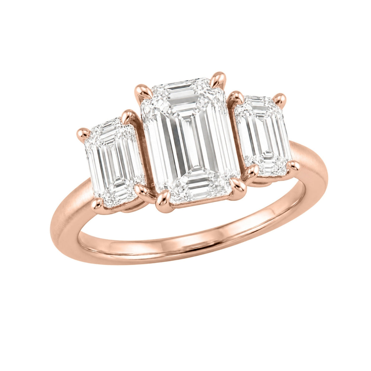 Lab-Grown Diamond Emerald-Cut Three-Stone Engagement Ring in 14K White Gold or 14K Yellow Gold