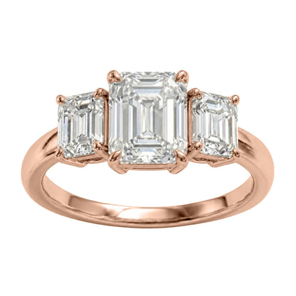 Lab-Grown Diamond Emerald-Cut Three-Stone Engagement Ring in 14K White Gold or 14K Yellow Gold
