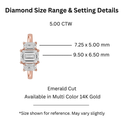 Lab-Grown Diamond Emerald-Cut Three-Stone Engagement Ring in 14K White Gold or 14K Yellow Gold