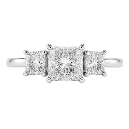 Lab-Grown Diamond Princess Three-Stone Engagement Ring in 14K White Gold or 14K Yellow Gold