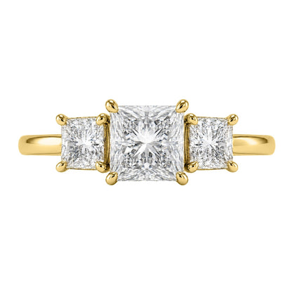 Lab-Grown Diamond Princess Three-Stone Engagement Ring in 14K White Gold or 14K Yellow Gold