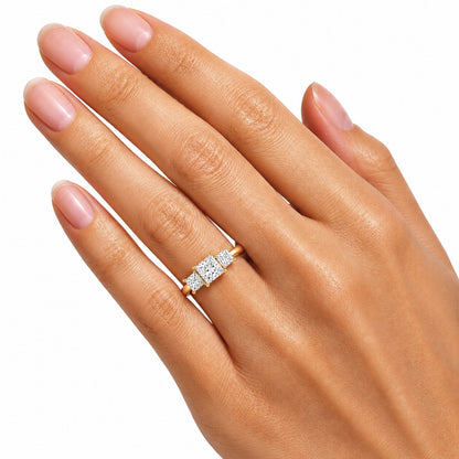 Lab-Grown Diamond Princess Three-Stone Engagement Ring in 14K White Gold or 14K Yellow Gold