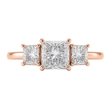 Lab-Grown Diamond Princess Three-Stone Engagement Ring in 14K White Gold or 14K Yellow Gold
