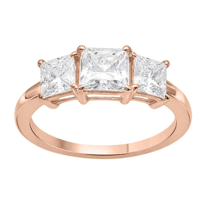 Lab-Grown Diamond Princess Three-Stone Engagement Ring in 14K White Gold or 14K Yellow Gold