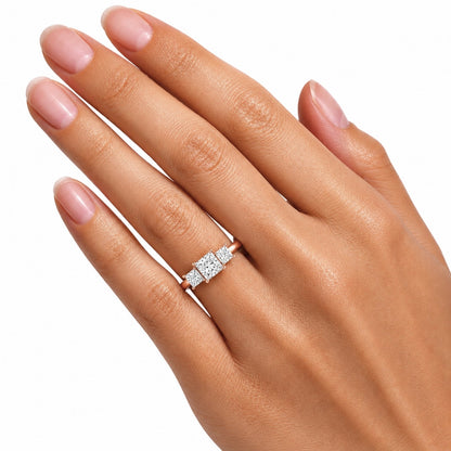 Lab-Grown Diamond Princess Three-Stone Engagement Ring in 14K White Gold or 14K Yellow Gold