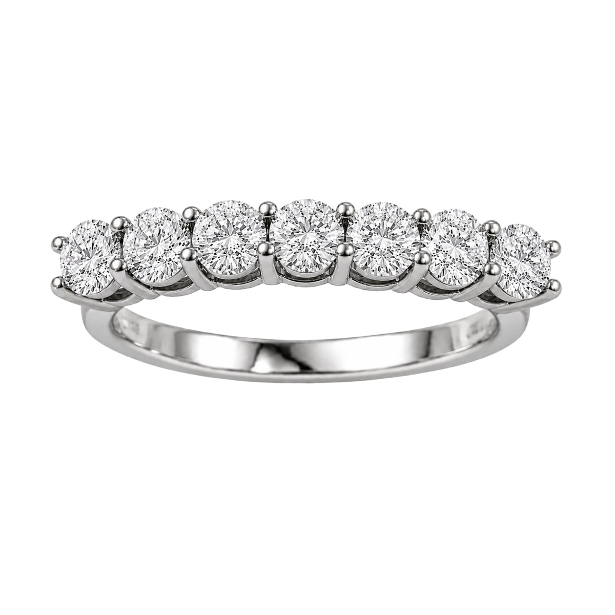 Lab-Grown Diamond Round Seven-Stone Wedding Ring in 14K White Gold or 14K Yellow Gold