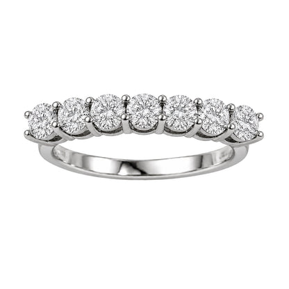 Lab-Grown Diamond Round Seven-Stone Wedding Ring in 14K White Gold or 14K Yellow Gold