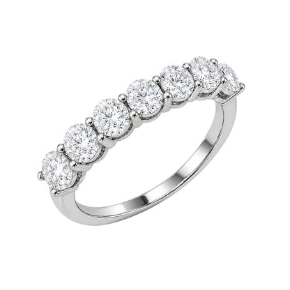 Lab-Grown Diamond Round Seven-Stone Wedding Ring in 14K White Gold or 14K Yellow Gold