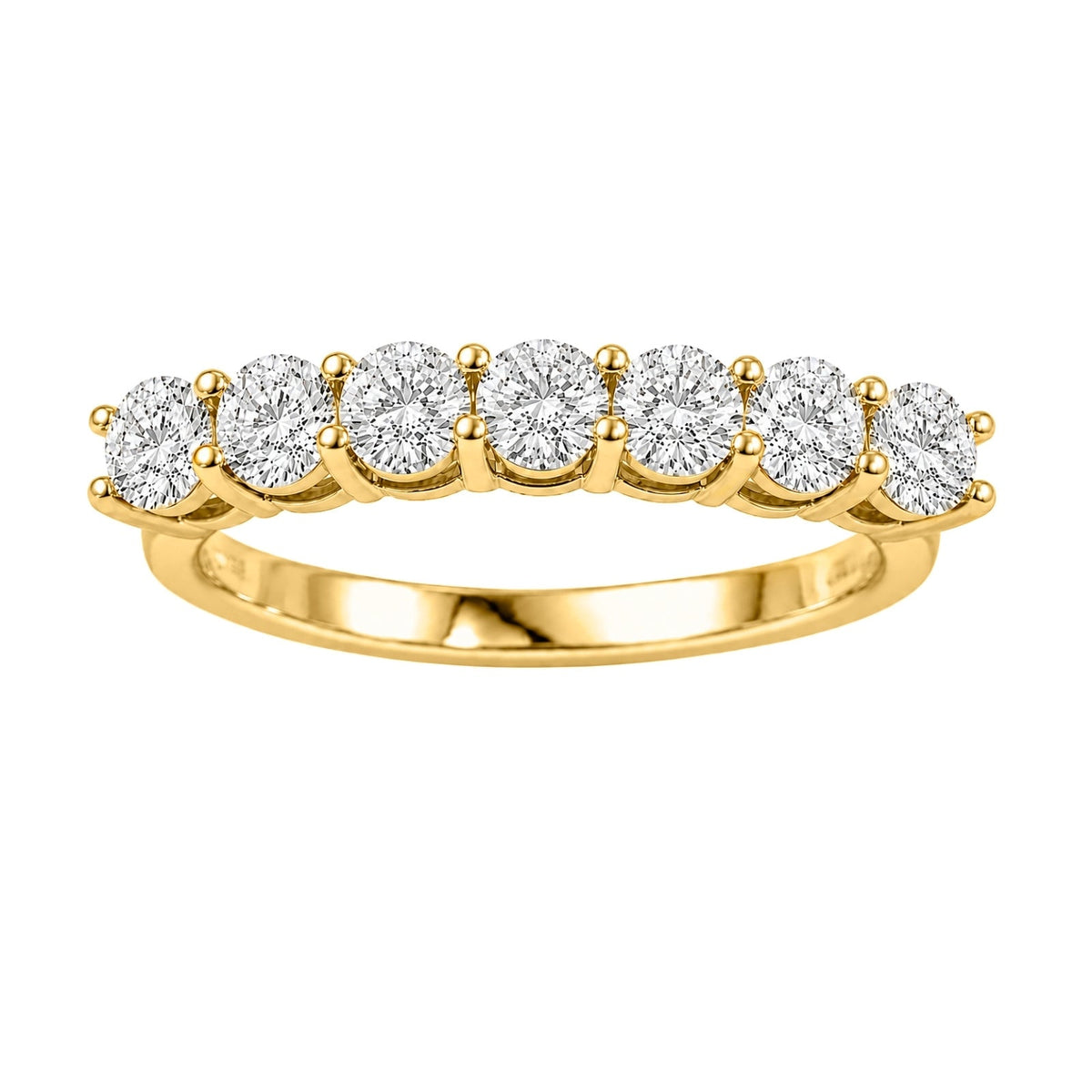 Lab-Grown Diamond Round Seven-Stone Wedding Ring in 14K White Gold or 14K Yellow Gold