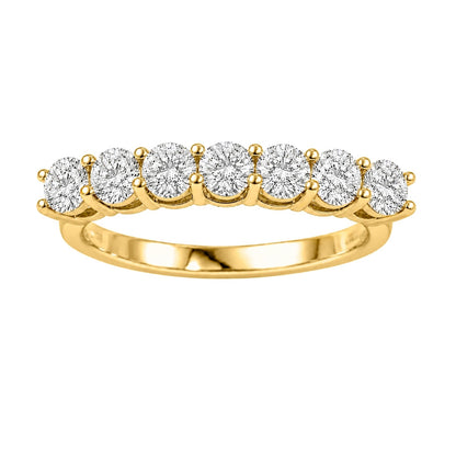 Lab-Grown Diamond Round Seven-Stone Wedding Ring in 14K White Gold or 14K Yellow Gold