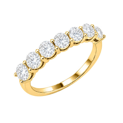 Lab-Grown Diamond Round Seven-Stone Wedding Ring in 14K White Gold or 14K Yellow Gold