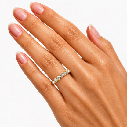 Lab-Grown Diamond Round Seven-Stone Wedding Ring in 14K White Gold or 14K Yellow Gold