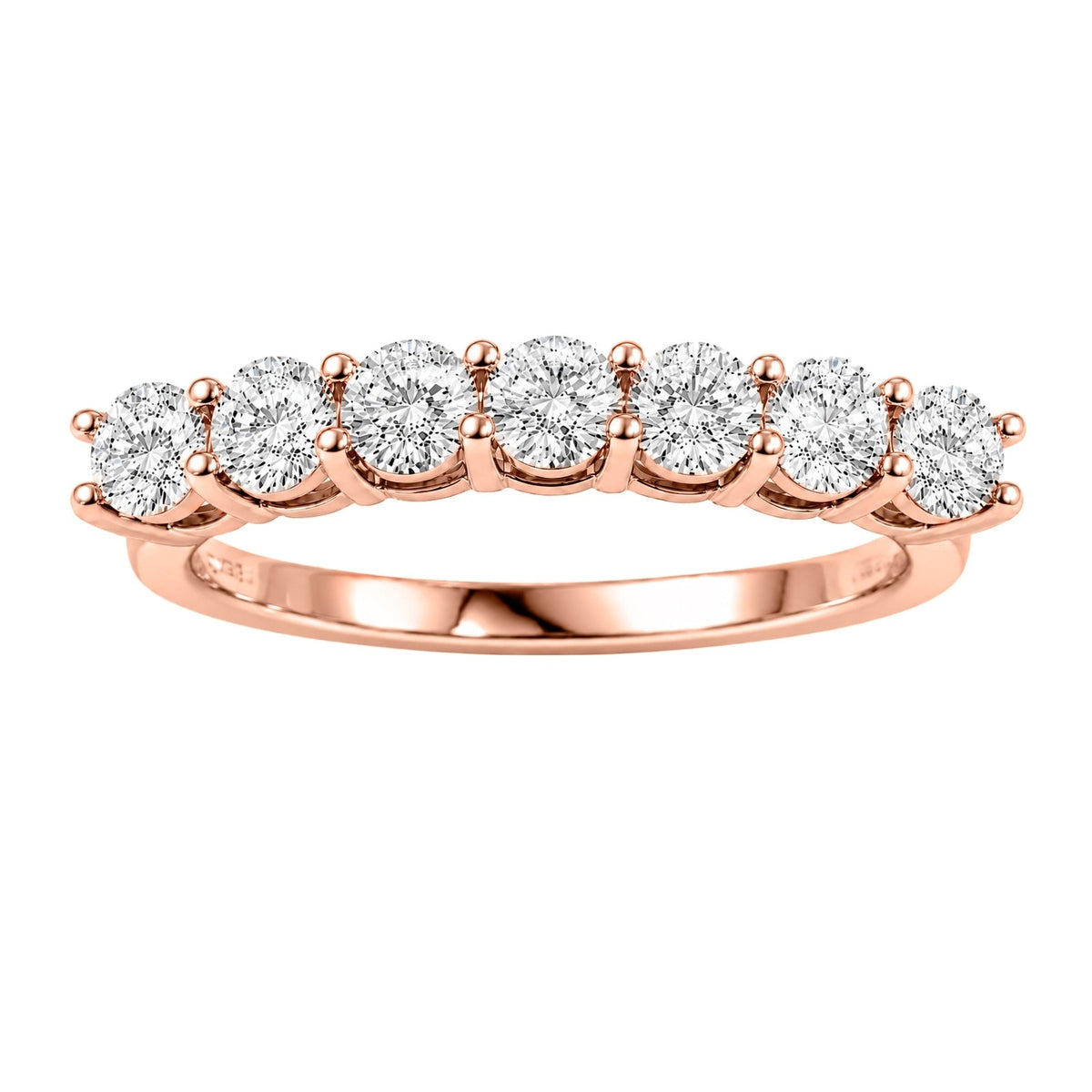 Lab-Grown Diamond Round Seven-Stone Wedding Ring in 14K White Gold or 14K Yellow Gold