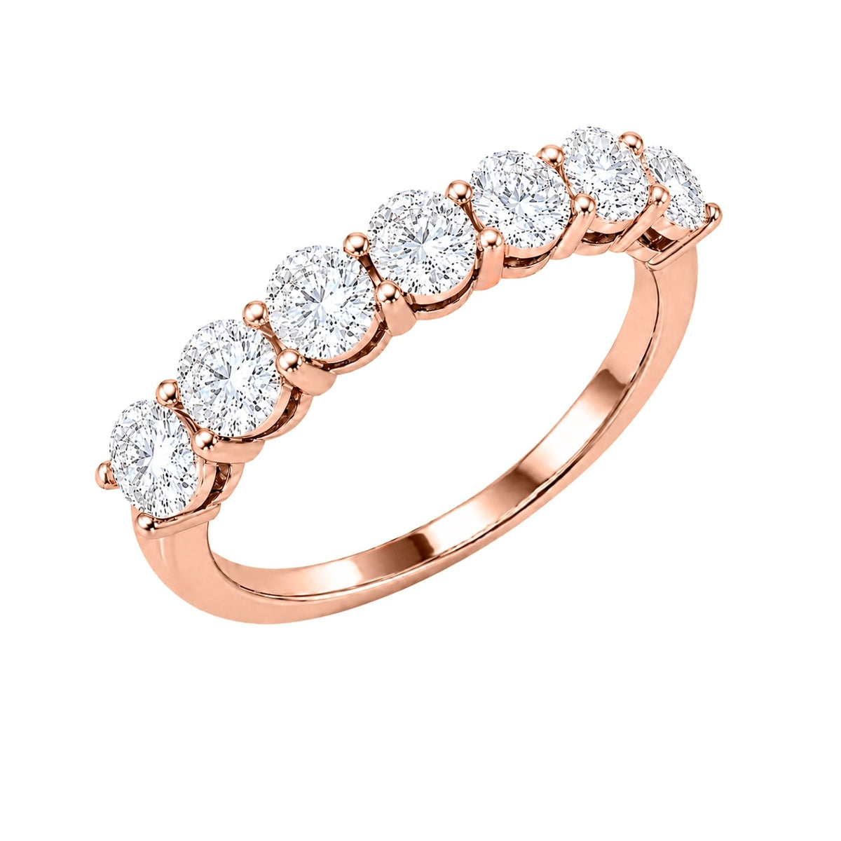 Lab-Grown Diamond Round Seven-Stone Wedding Ring in 14K White Gold or 14K Yellow Gold