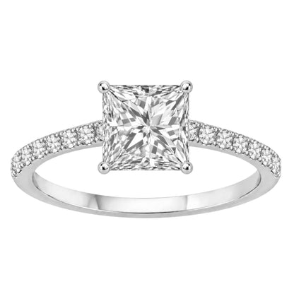 Lab-Grown Diamond Princess Solitaire Wedding Ring in 14K White Gold or 14K Yellow Gold