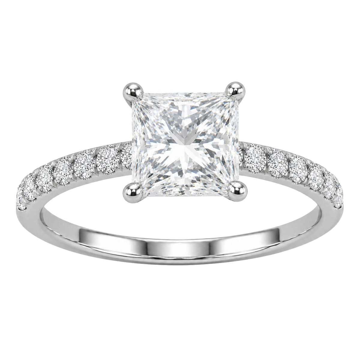 Lab-Grown Diamond Princess Solitaire Wedding Ring in 14K White Gold or 14K Yellow Gold