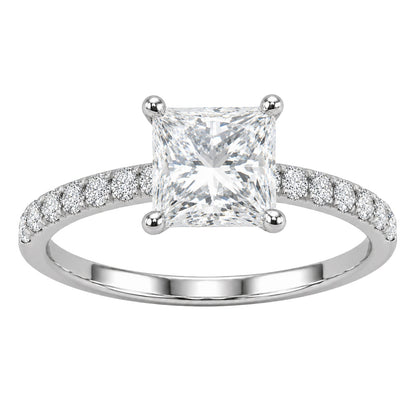 Lab-Grown Diamond Princess Solitaire Wedding Ring in 14K White Gold or 14K Yellow Gold