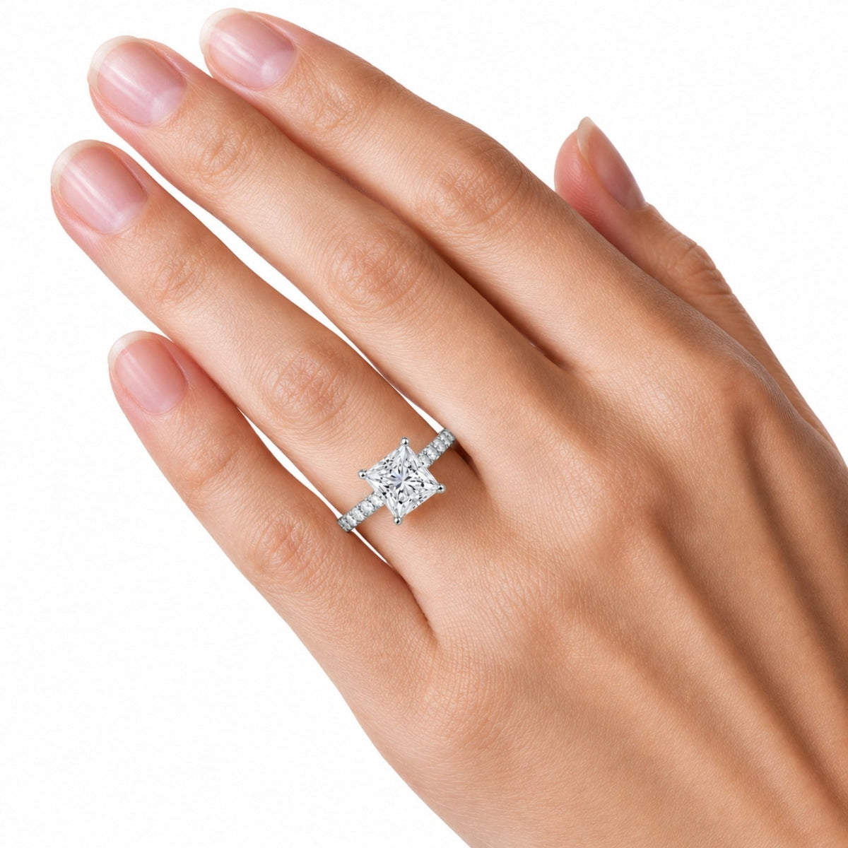 Lab-Grown Diamond Princess Solitaire Wedding Ring in 14K White Gold or 14K Yellow Gold