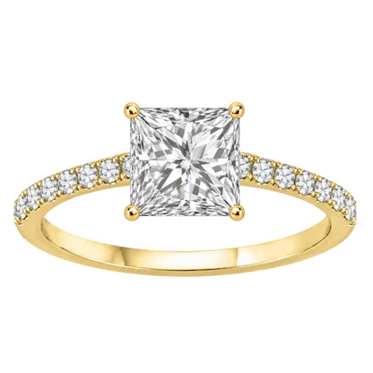 Lab-Grown Diamond Princess Solitaire Wedding Ring in 14K White Gold or 14K Yellow Gold