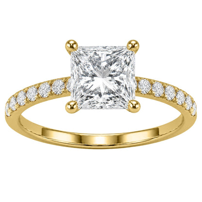 Lab-Grown Diamond Princess Solitaire Wedding Ring in 14K White Gold or 14K Yellow Gold
