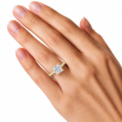 Lab-Grown Diamond Princess Solitaire Wedding Ring in 14K White Gold or 14K Yellow Gold