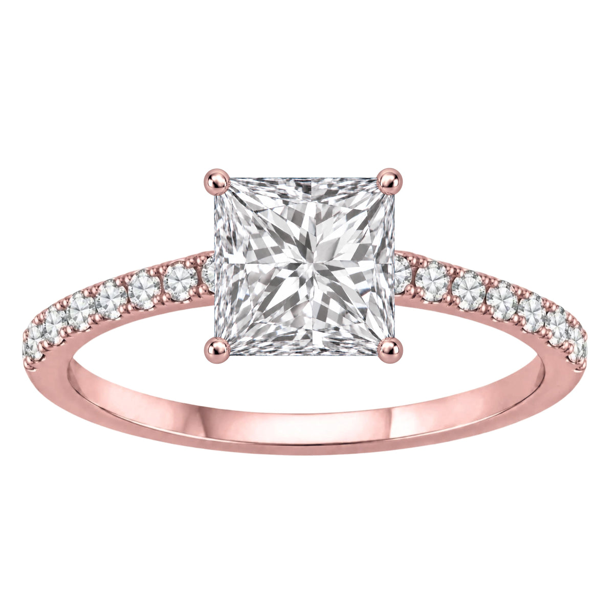 Lab-Grown Diamond Princess Solitaire Wedding Ring in 14K White Gold or 14K Yellow Gold