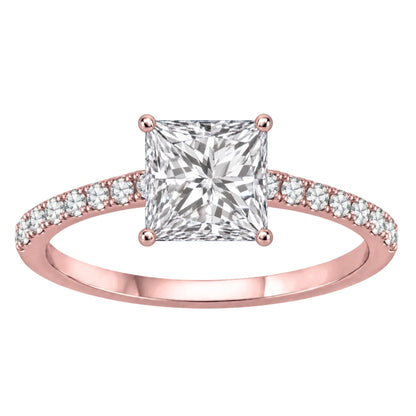 Lab-Grown Diamond Princess Solitaire Wedding Ring in 14K White Gold or 14K Yellow Gold
