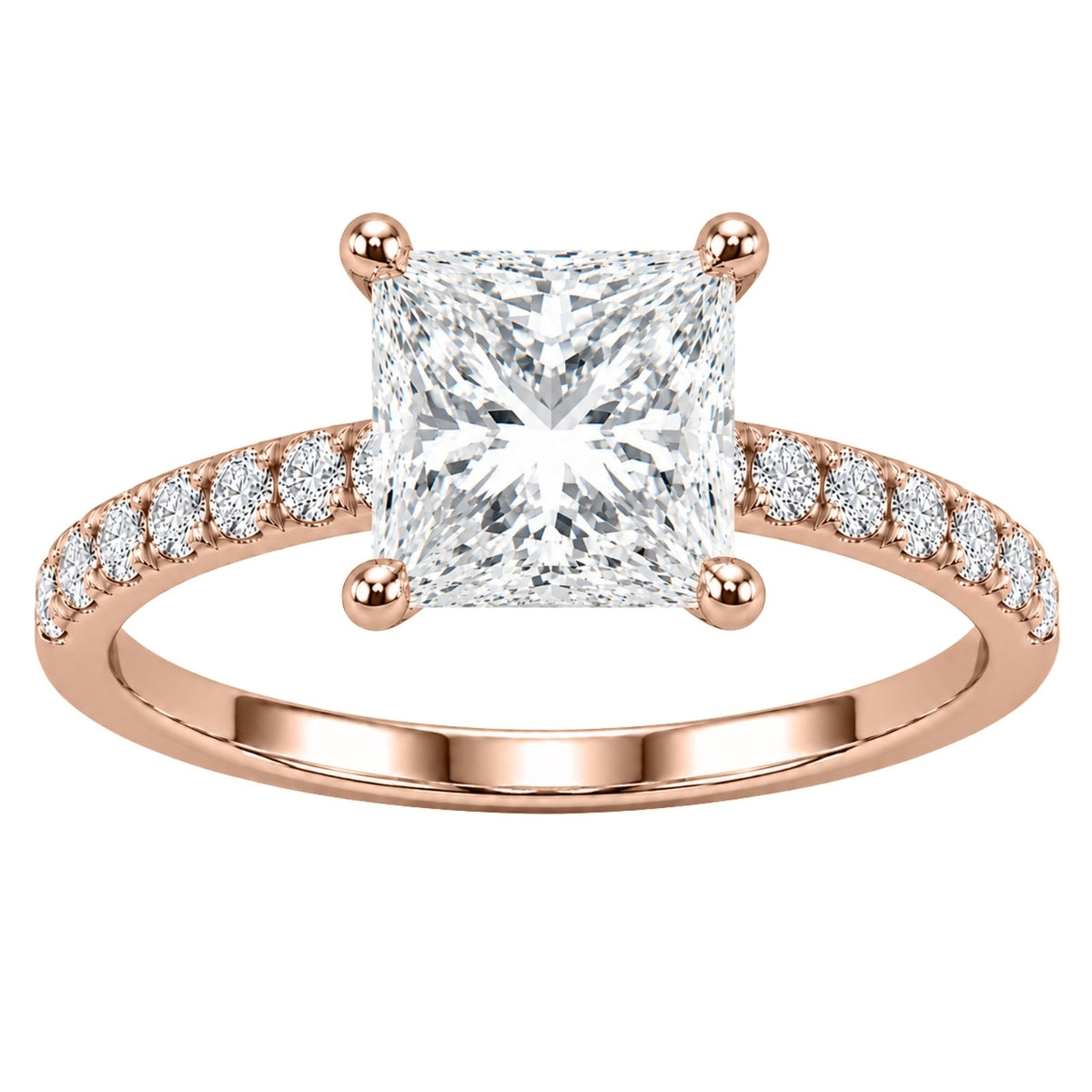 Lab-Grown Diamond Princess Solitaire Wedding Ring in 14K White Gold or 14K Yellow Gold
