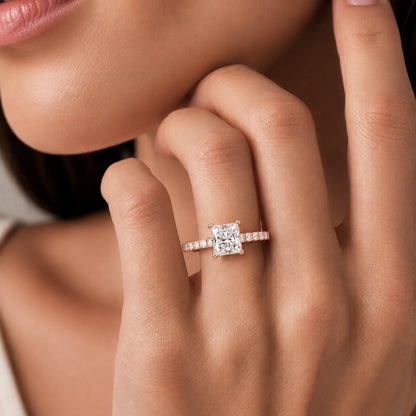 Lab-Grown Diamond Princess Solitaire Wedding Ring in 14K White Gold or 14K Yellow Gold