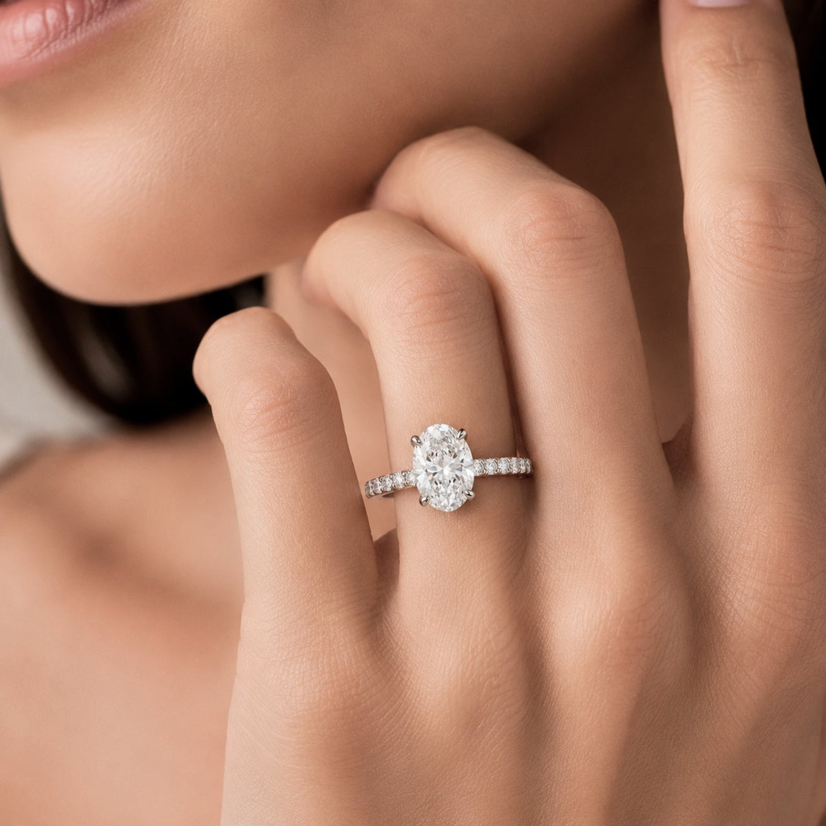 Lab-Grown Diamond Oval Solitaire Wedding Ring in 14K White Gold or 14K Yellow Gold