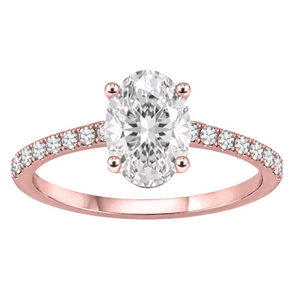 Lab-Grown Diamond Oval Solitaire Wedding Ring in 14K White Gold or 14K Yellow Gold