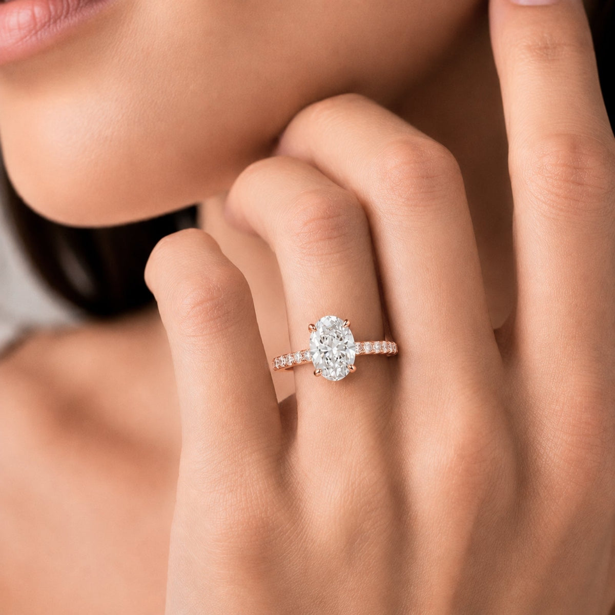 Lab-Grown Diamond Oval Solitaire Wedding Ring in 14K White Gold or 14K Yellow Gold
