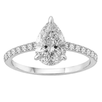 Lab-Grown Diamond Pear Cut Solitaire Wedding Ring in 14K White Gold or 14K Yellow Gold