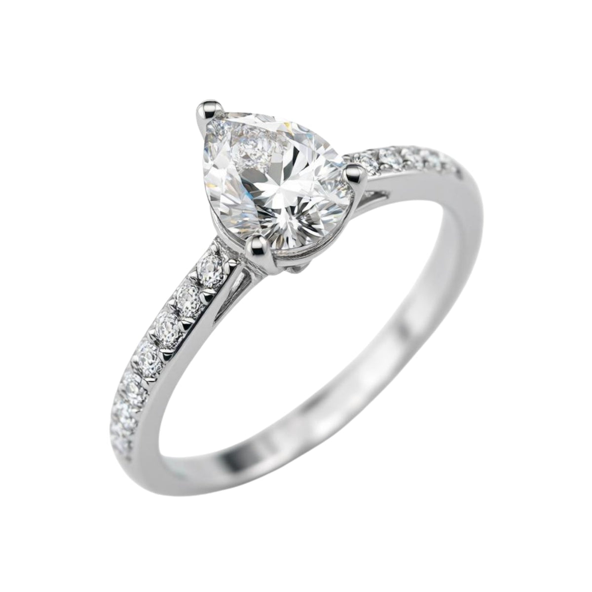 Lab-Grown Diamond Pear Cut Solitaire Wedding Ring in 14K White Gold or 14K Yellow Gold