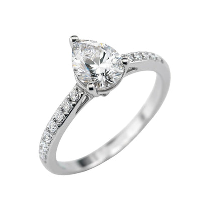 Lab-Grown Diamond Pear Cut Solitaire Wedding Ring in 14K White Gold or 14K Yellow Gold