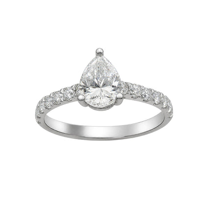Lab-Grown Diamond Pear Cut Solitaire Wedding Ring in 14K White Gold or 14K Yellow Gold