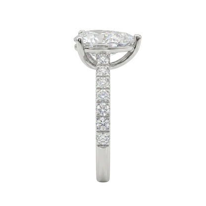 Lab-Grown Diamond Pear Cut Solitaire Wedding Ring in 14K White Gold or 14K Yellow Gold