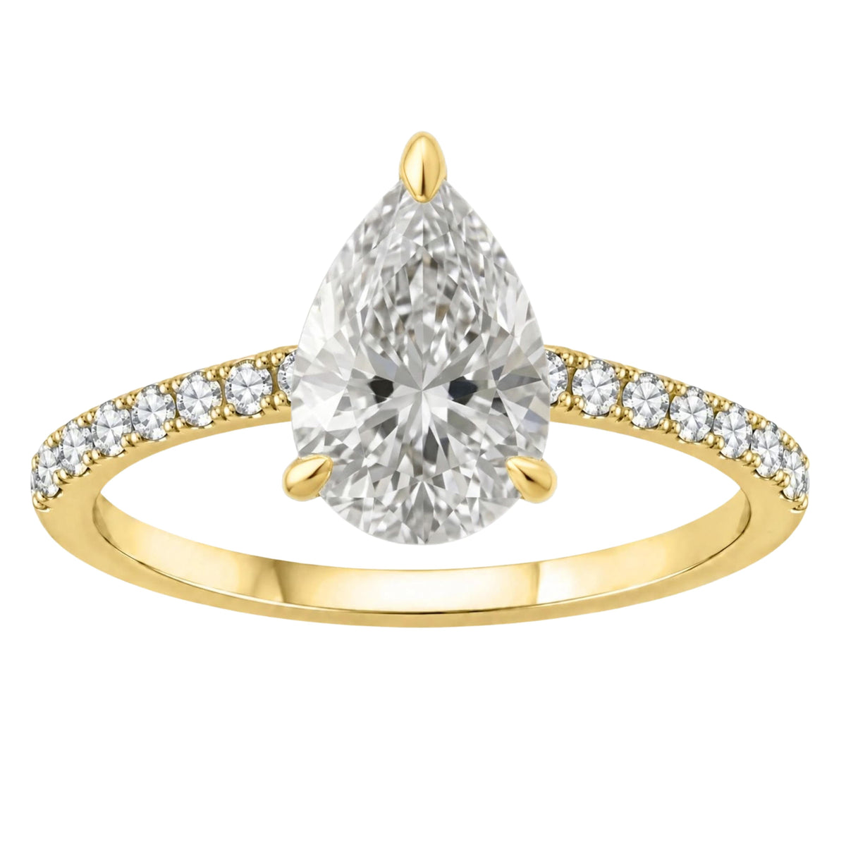 Lab-Grown Diamond Pear Cut Solitaire Wedding Ring in 14K White Gold or 14K Yellow Gold