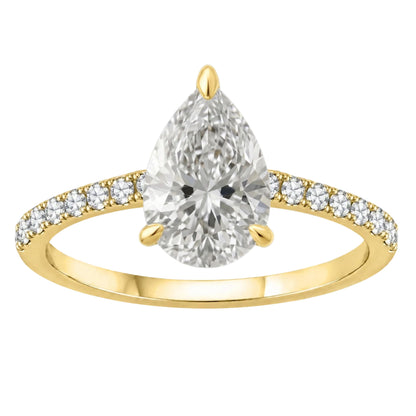 Lab-Grown Diamond Pear Cut Solitaire Wedding Ring in 14K White Gold or 14K Yellow Gold