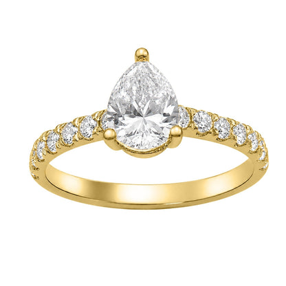 Lab-Grown Diamond Pear Cut Solitaire Wedding Ring in 14K White Gold or 14K Yellow Gold
