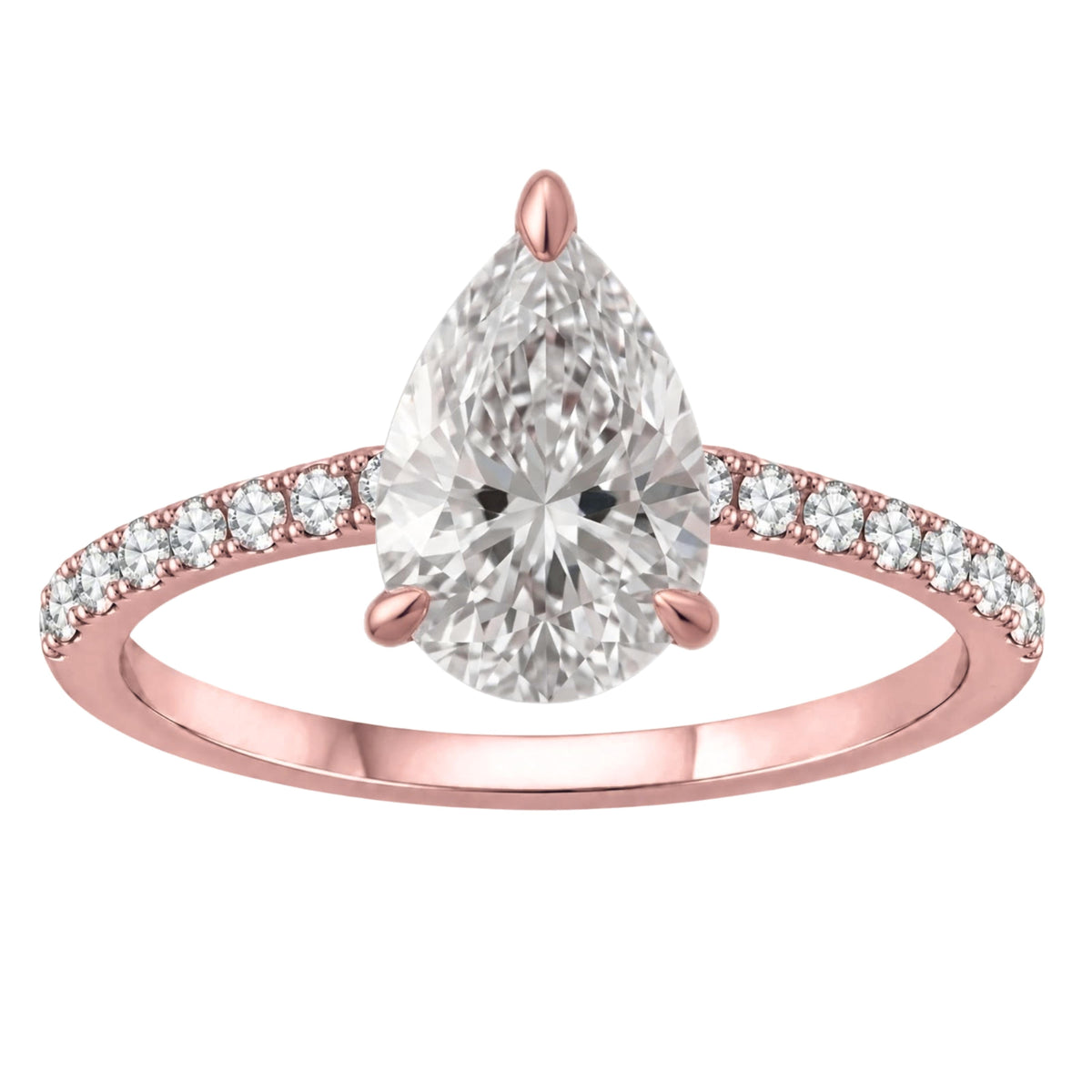 Lab-Grown Diamond Pear Cut Solitaire Wedding Ring in 14K White Gold or 14K Yellow Gold