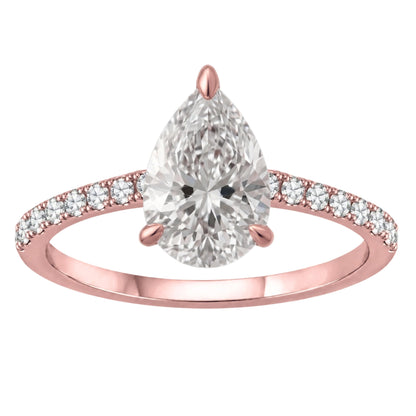 Lab-Grown Diamond Pear Cut Solitaire Wedding Ring in 14K White Gold or 14K Yellow Gold