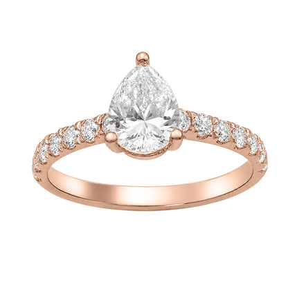 Lab-Grown Diamond Pear Cut Solitaire Wedding Ring in 14K White Gold or 14K Yellow Gold