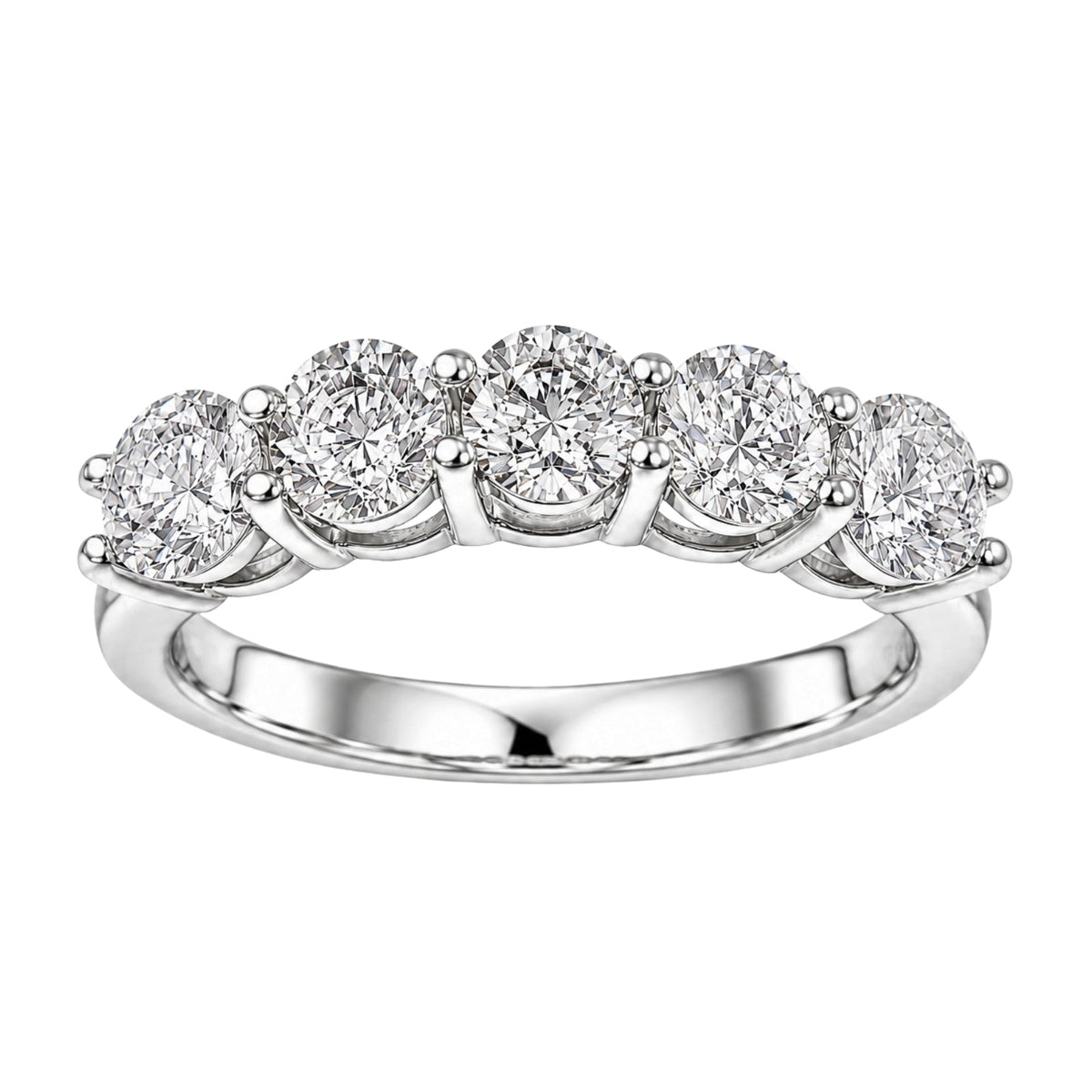 Lab-Grown Diamond Round Five-Stone Wedding Ring in 14K White Gold or 14K Yellow Gold