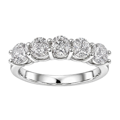 Lab-Grown Diamond Round Five-Stone Wedding Ring in 14K White Gold or 14K Yellow Gold