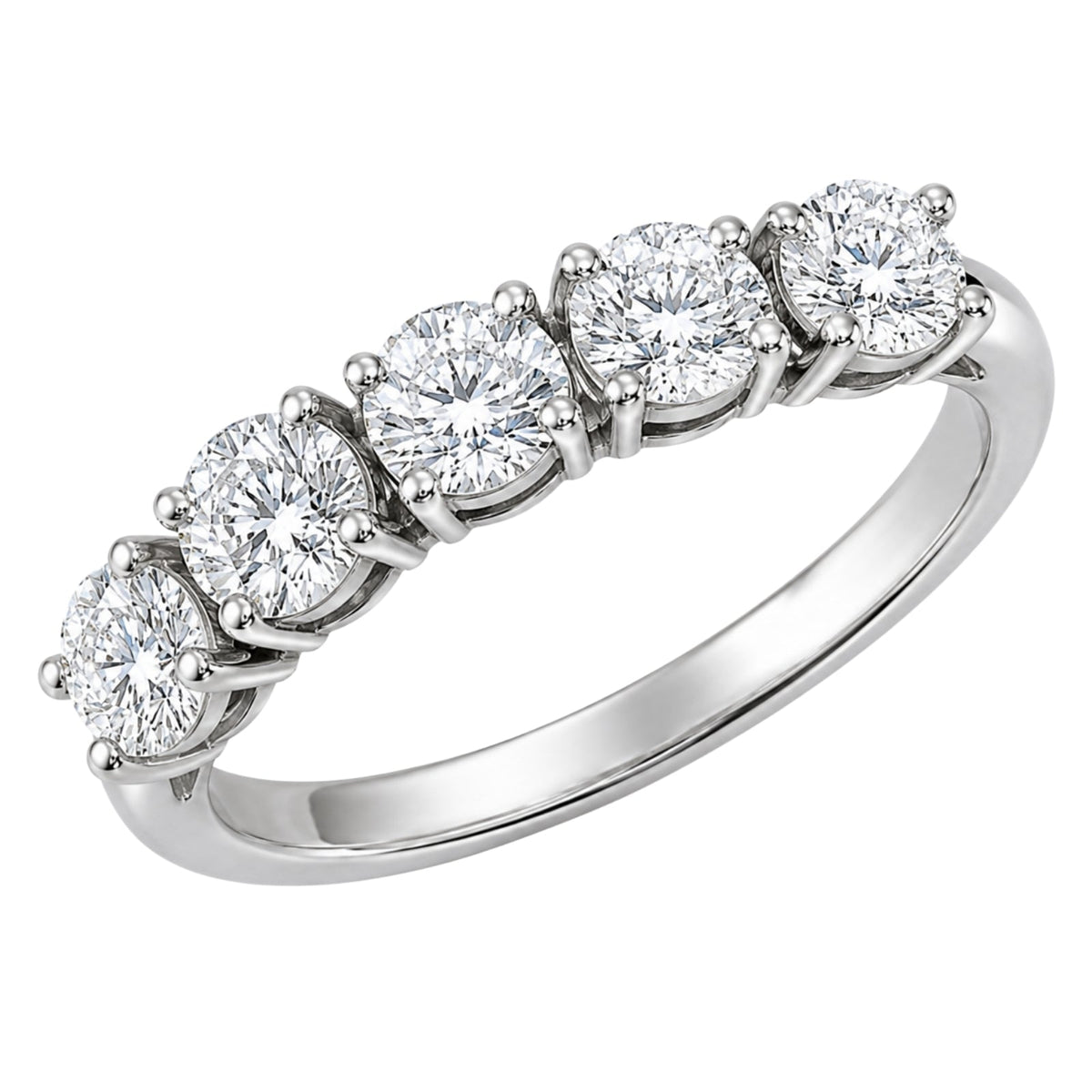 Lab-Grown Diamond Round Five-Stone Wedding Ring in 14K White Gold or 14K Yellow Gold
