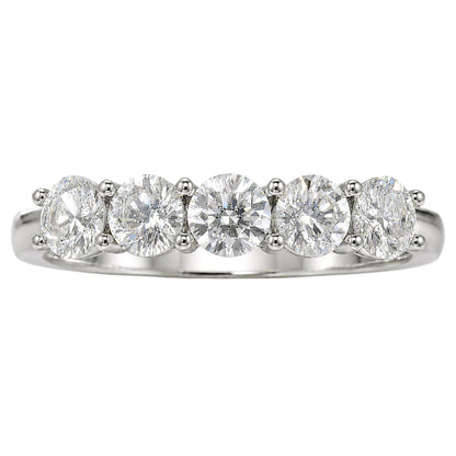 Lab-Grown Diamond Round Five-Stone Wedding Ring in 14K White Gold or 14K Yellow Gold
